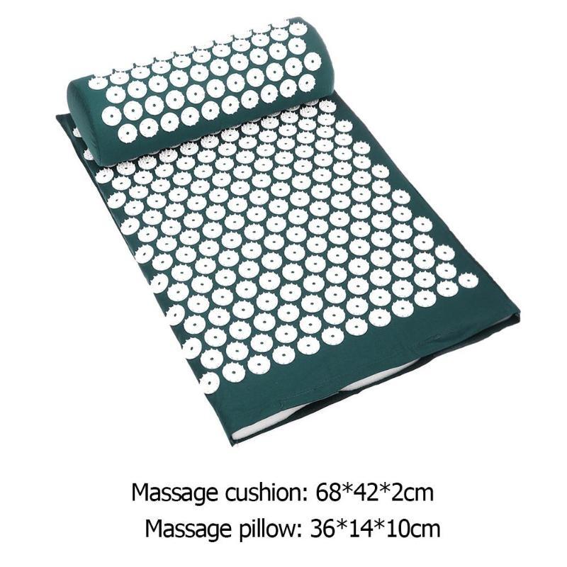 Flat Acupuncture Massage Mat + Pillow for Back Pain Stress Yoga Relief