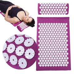 Flat Acupuncture Massage Mat + Pillow for Back Pain Stress Yoga Relief