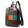 Image of Leather Patchwork Travel Day Laptop Backpack for Women