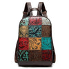 Image of Leather Patchwork Travel Day Laptop Backpack for Women