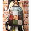 Image of Leather Patchwork Travel Day Laptop Backpack for Women