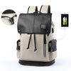 Image of Anti-theft Waterproof Faux Leather Travel Backpack with USB Port for Men