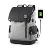 Image of Anti-theft Waterproof Faux Leather Travel Backpack with USB Port for Men