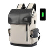 Image of Anti-theft Waterproof Faux Leather Travel Backpack with USB Port for Men